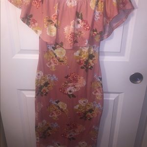 Floral pink body con dress